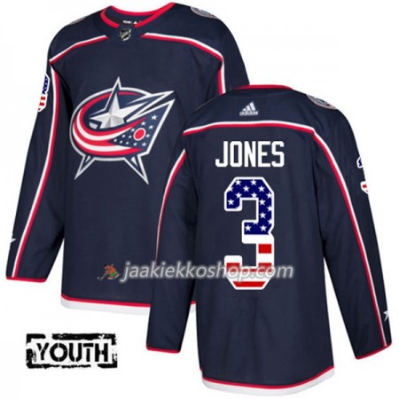 Lapsille NHL Blue Jackets Pelipaita Seth Jones 3 Adidas 2017-2018 Marine Sininen USA Flag Fashion Authentic